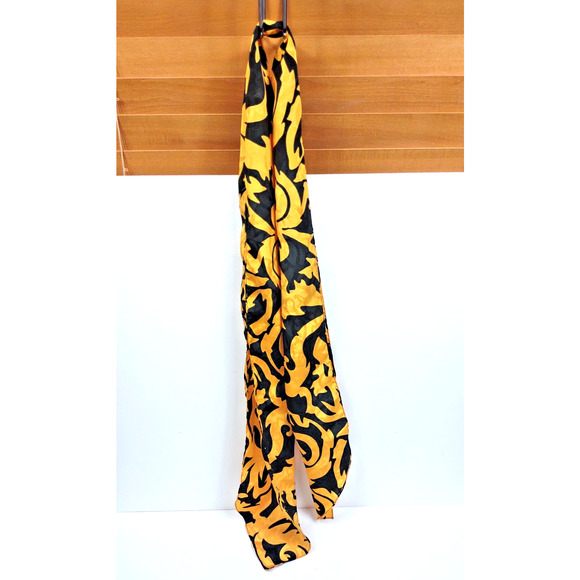 Women's Boho Abstract Geometric Print Scarf 60" Gold Black Pointed Ends - Picture 5 of 5